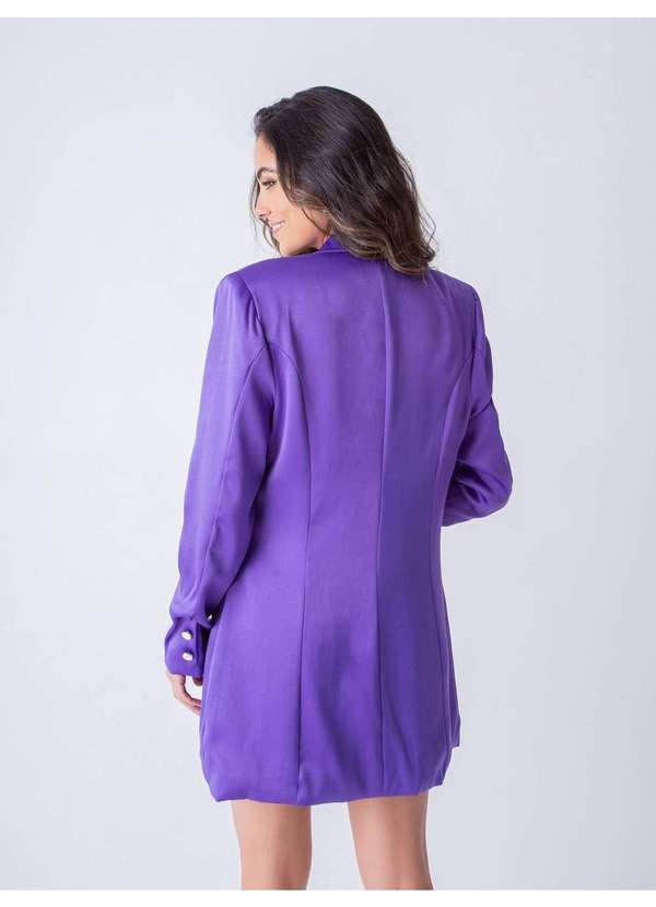 Susie Modas - Blazer Alongado Acetinado Feminino Roxo 2