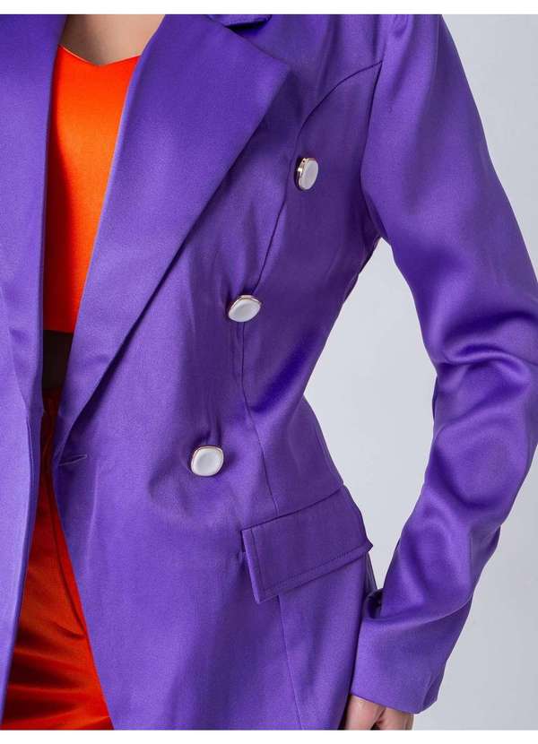 Susie Modas - Blazer Alongado Acetinado Feminino Roxo 3