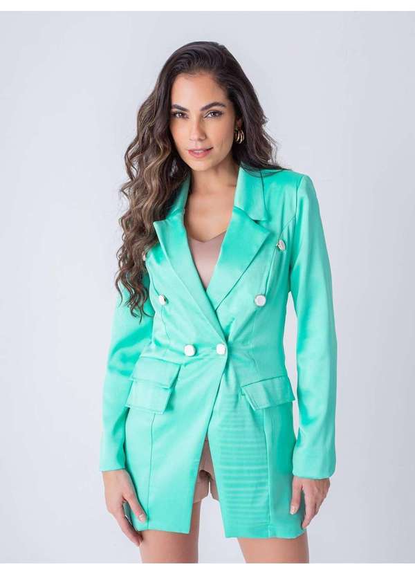 Susie Modas - Blazer Alongado Acetinado Feminino Verde