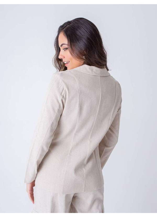 Susie Modas - Blazer com Linho Feminino Bege 2