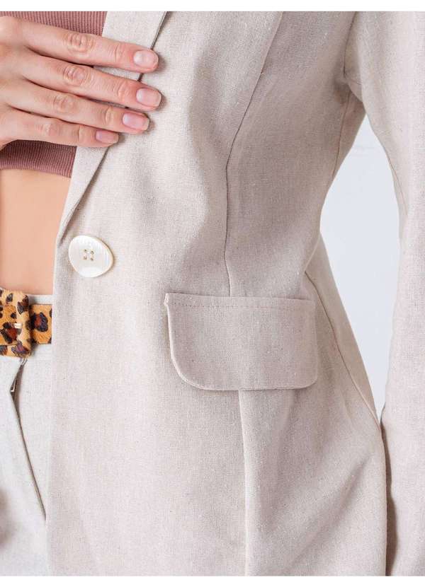 Susie Modas - Blazer com Linho Feminino Bege 3