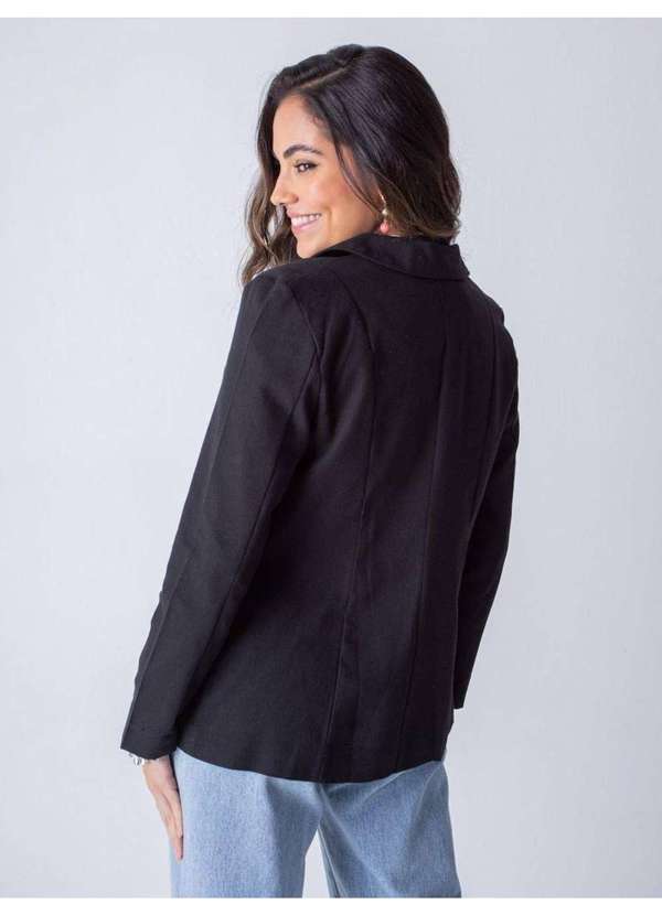 Susie Modas - Blazer com Linho Feminino Preto 2