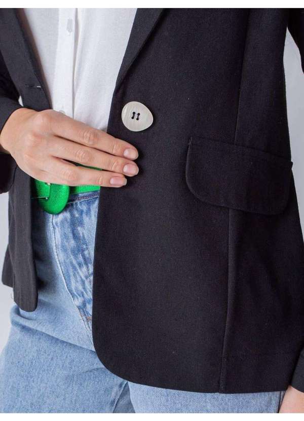 Susie Modas - Blazer com Linho Feminino Preto 3