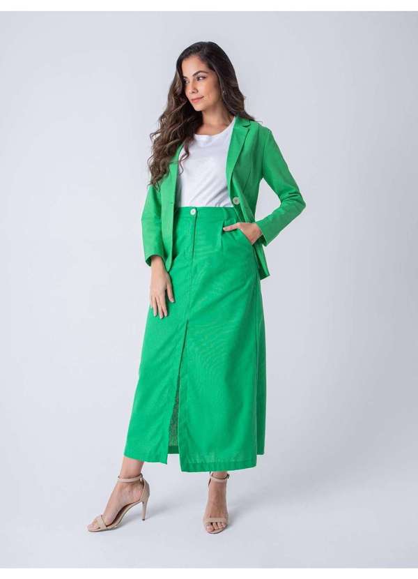 Susie Modas - Blazer com Linho Feminino Verde 4