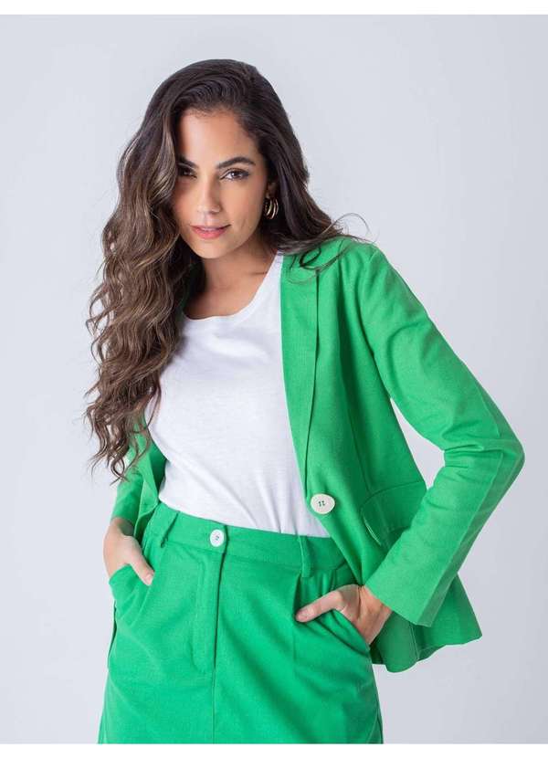 Susie Modas - Blazer com Linho Feminino Verde 5