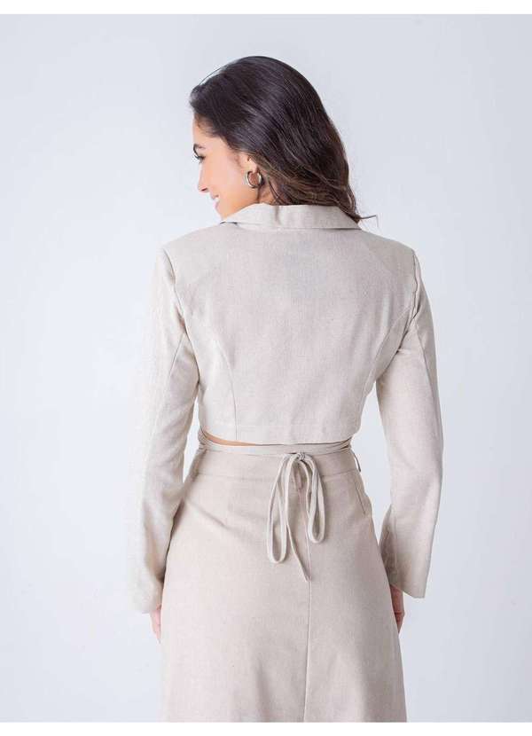Susie Modas - Blazer Cropped Amarração Feminino Bege 2