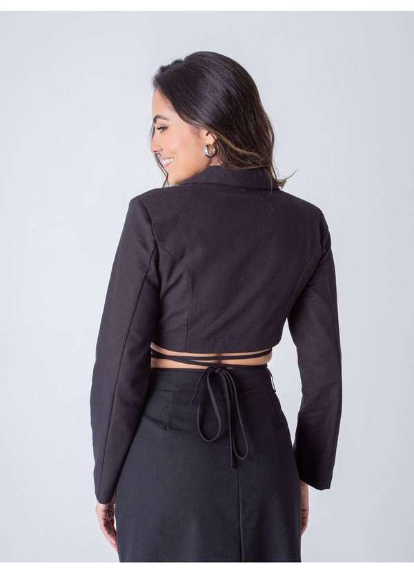 Susie Modas - Blazer Cropped Amarração Feminino Preto 2