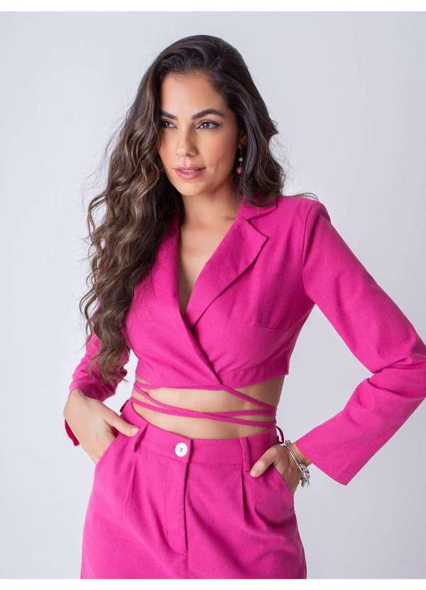 Susie Modas - Blazer Cropped Amarração Feminino Rosa