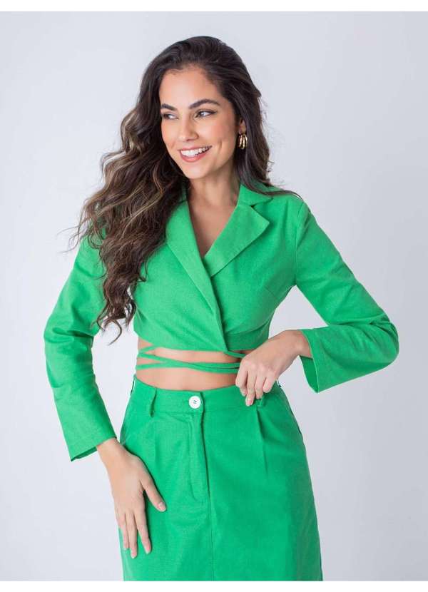 Susie Modas - Blazer Cropped Amarração Feminino Verde