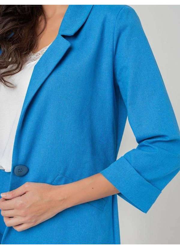 Susie Modas - Blazer Linho 7/8 Feminino Azul 3