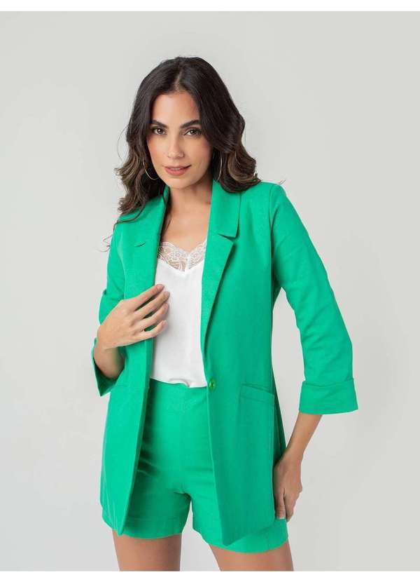 Susie Modas - Blazer Linho 7/8 Feminino Verde