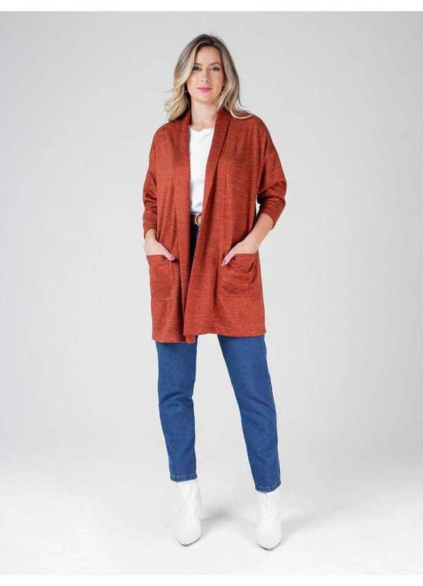 Susie Modas - Cardigan Manga 3/4 Feminino Marrom 4