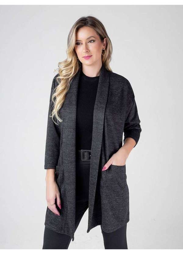 Susie Modas - Cardigan Manga 3/4 Feminino Preto