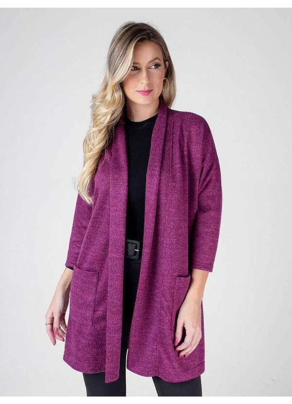 Susie Modas - Cardigan Manga 3/4 Feminino Roxo