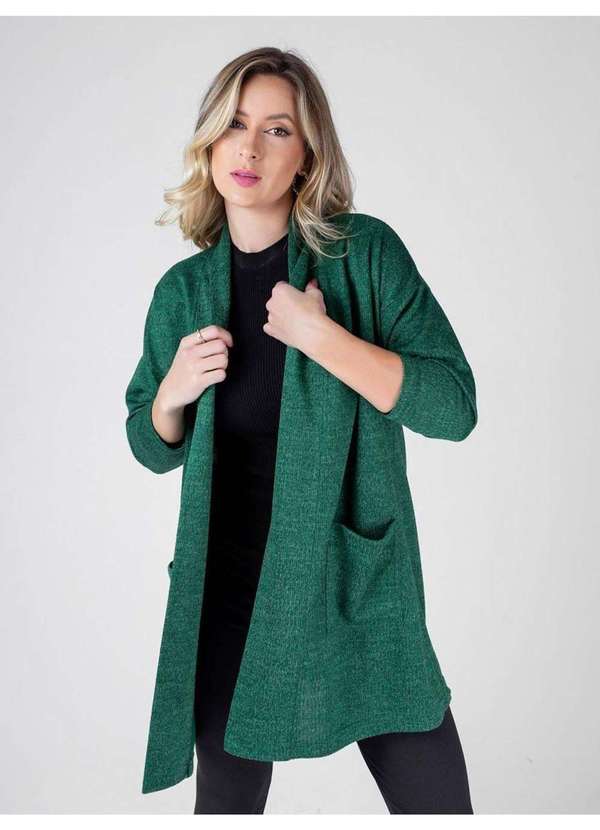 Susie Modas - Cardigan Manga 3/4 Feminino Verde