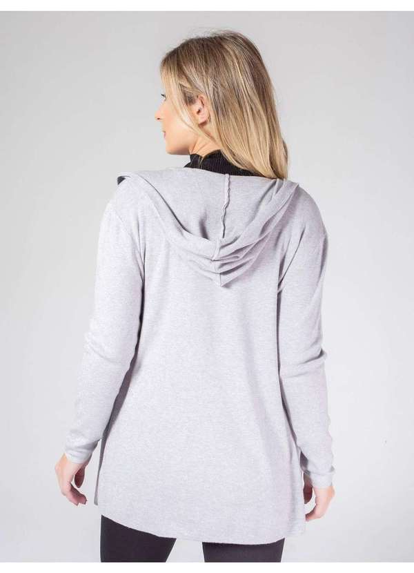 Susie Modas - Cardigan Médio com Capuz Feminino Cinza 2
