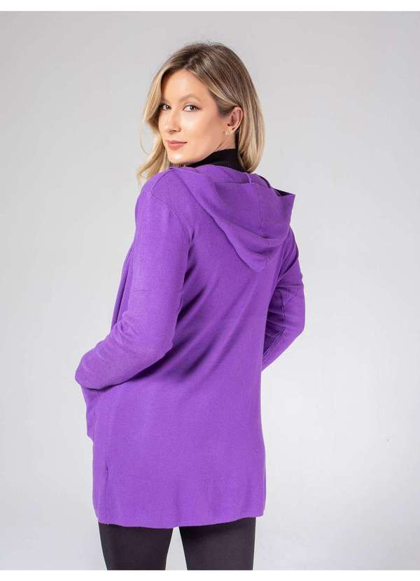 Susie Modas - Cardigan Médio com Capuz Feminino Roxo 2
