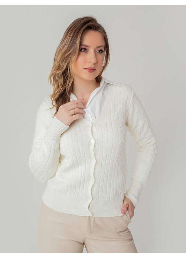 Susie Modas - Cardigan Modal Texturizado Feminino Branco 4