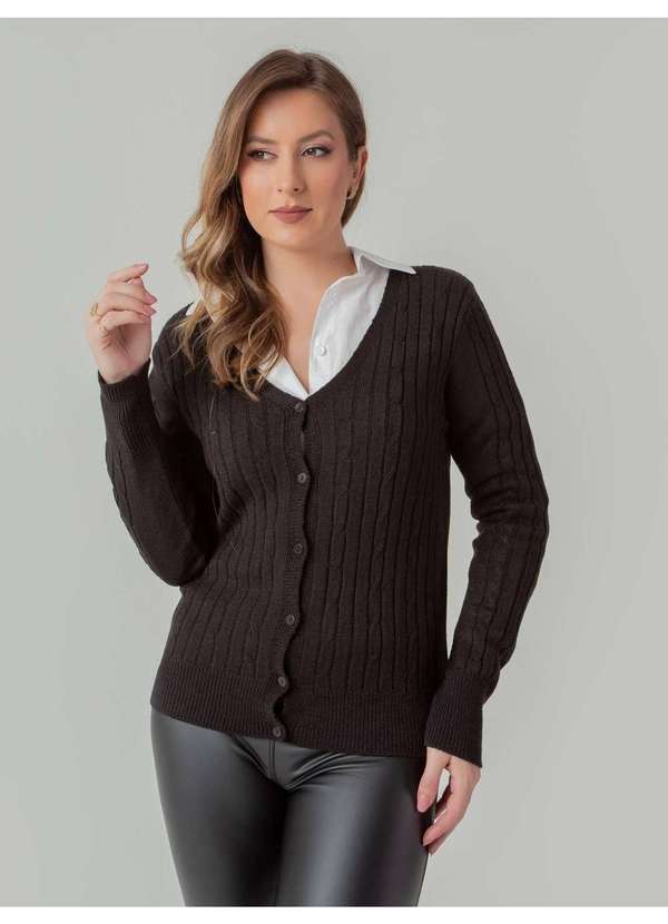 Susie Modas - Cardigan Modal Texturizado Feminino Preto
