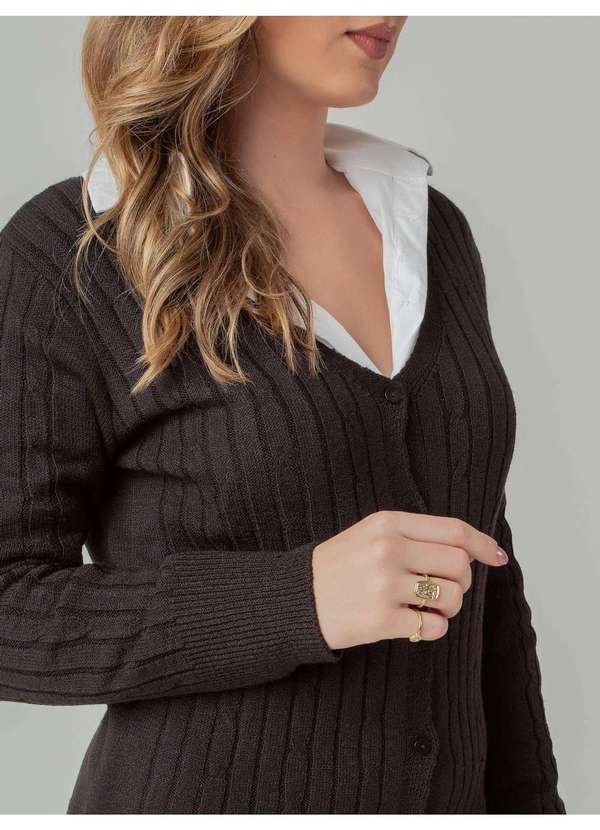 Susie Modas - Cardigan Modal Texturizado Feminino Preto 3