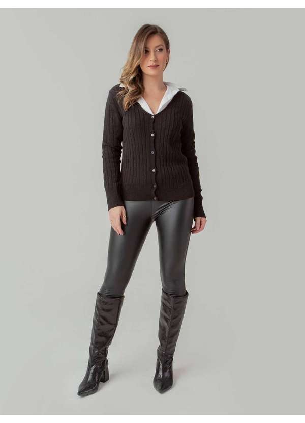 Susie Modas - Cardigan Modal Texturizado Feminino Preto 5