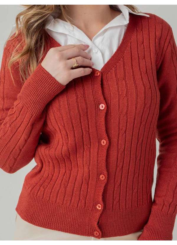 Susie Modas - Cardigan Modal Texturizado Feminino Vermelho 3