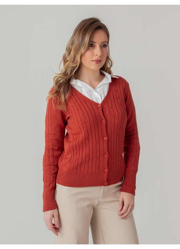 Susie Modas - Cardigan Modal Texturizado Feminino Vermelho 4