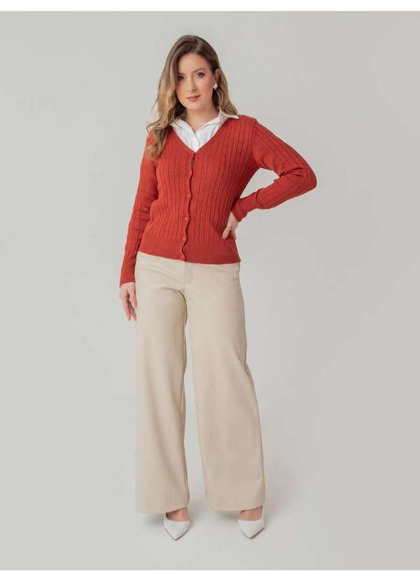 Susie Modas - Cardigan Modal Texturizado Feminino Vermelho 5