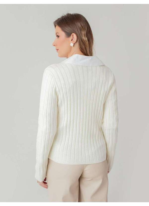 Susie Modas - Cardigan Susie Modal Canelado Feminino Branco 2