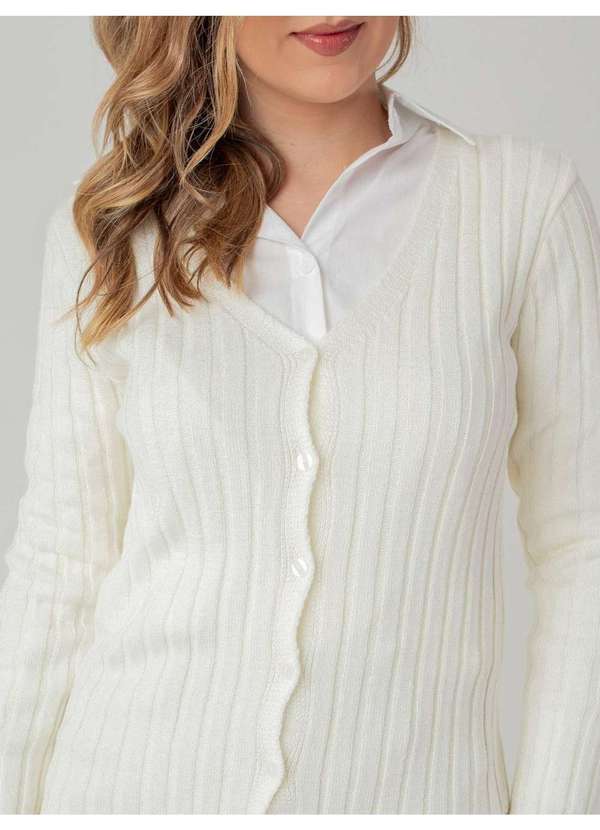 Susie Modas - Cardigan Susie Modal Canelado Feminino Branco 3