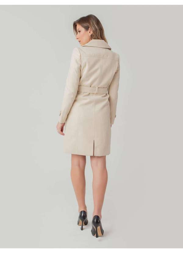 Susie Modas - Casaco Alongado Martingale Feminino Bege 2