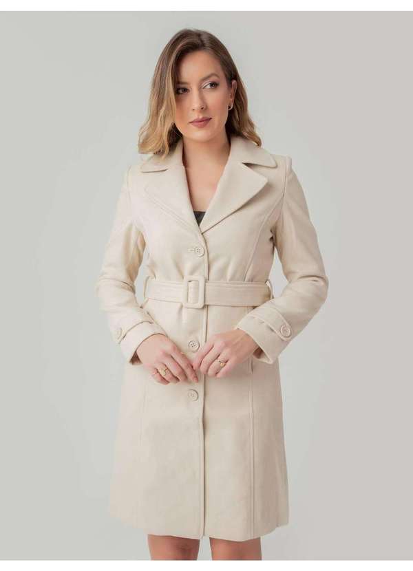 Susie Modas - Casaco Alongado Martingale Feminino Bege 5