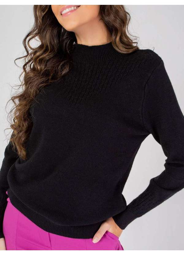 Susie Modas - Tricot Gola Alta Feminino Preto 3