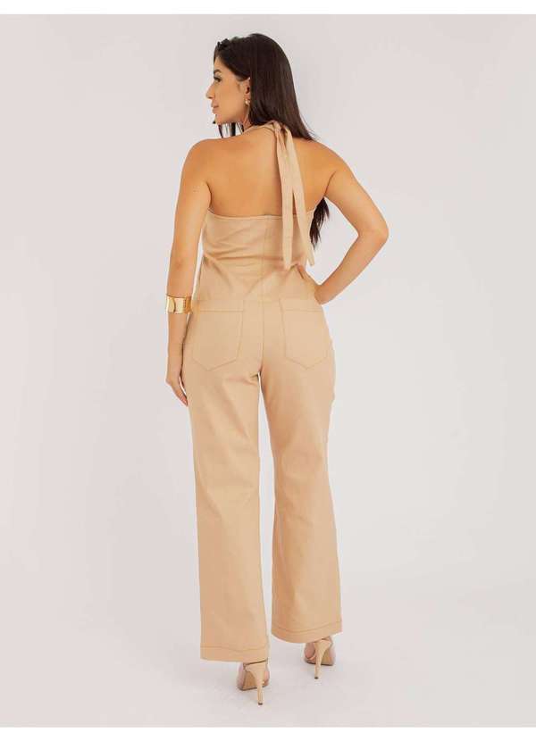 Susie Modas - Macacão Susie Pantalona Jeans Feminino Bege 3