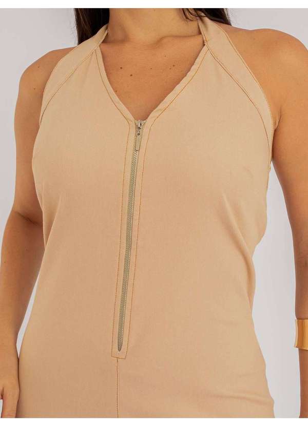 Susie Modas - Macacão Susie Pantalona Jeans Feminino Bege 4