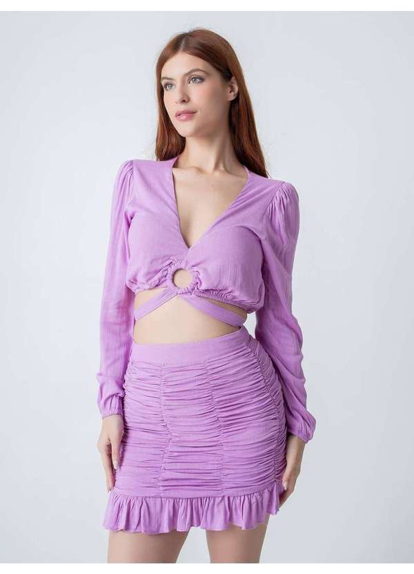 Susie Modas - Saia Drapeada Feminina Roxo
