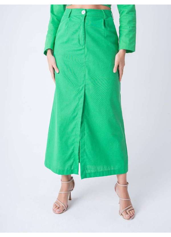 Susie Modas - Saia Longa Fenda Feminina Verde