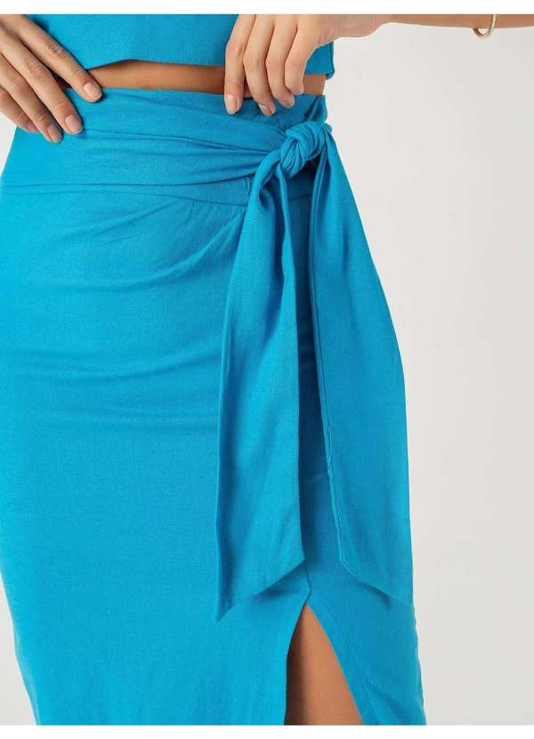 Susie Modas - Saia Midi Laço Feminina Azul 3