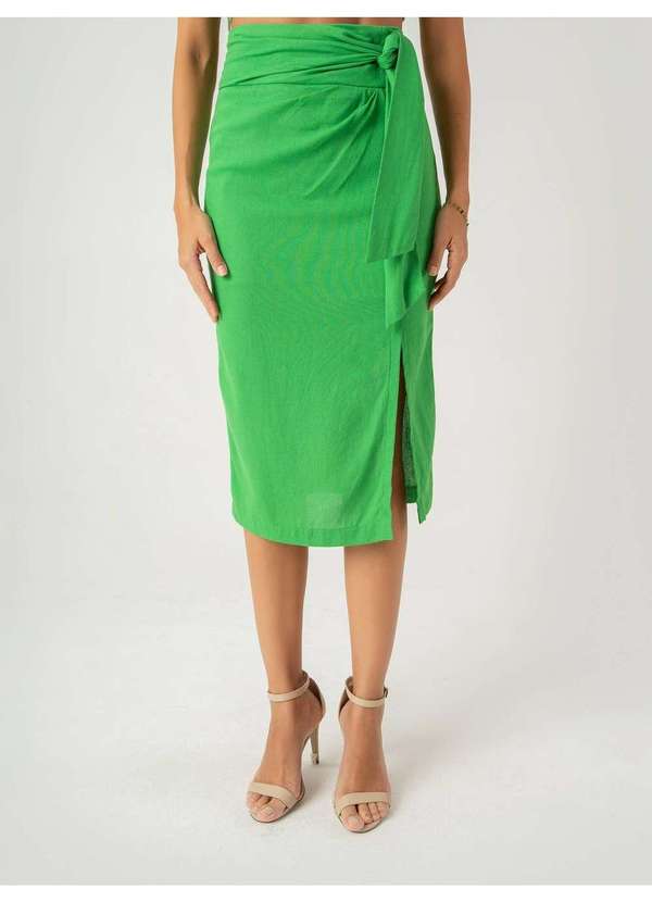 Susie Modas - Saia Midi Laço Feminina Verde
