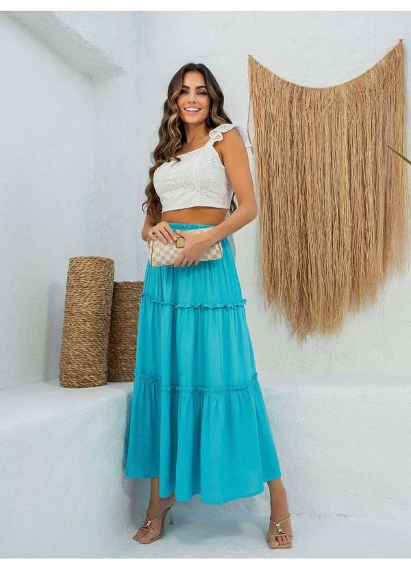 Susie Modas - Saia Três Marias Feminina Azul