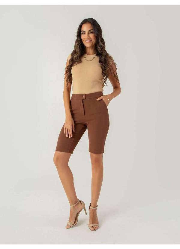 Susie Modas - Bermuda Casual Feminino Marrom 5