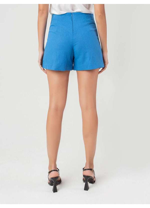 Susie Modas - Short Cintura Alta Linho Feminino Azul 2