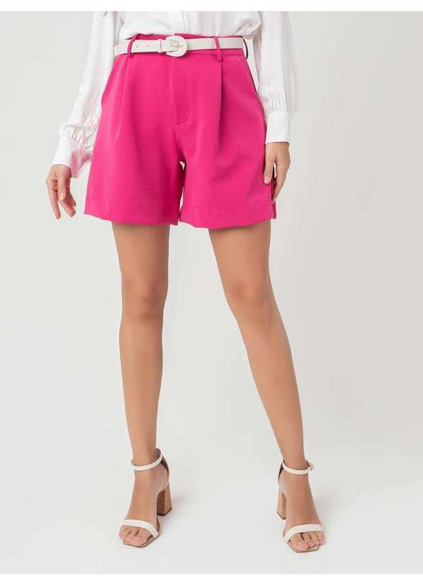Susie Modas - Shorts Alfaiataria Soltinho Feminino Rosa