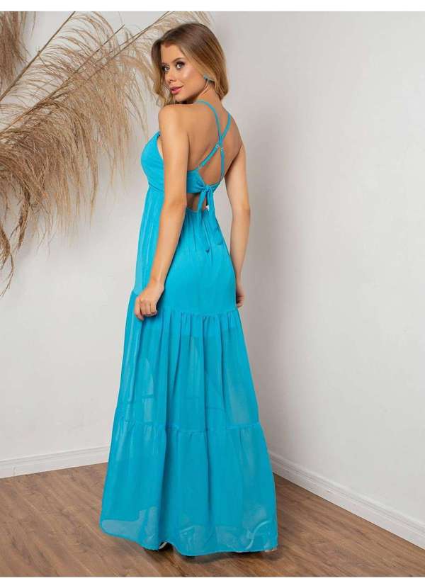 Susie Modas - Vestido Alça Chiffon Feminino Azul 2