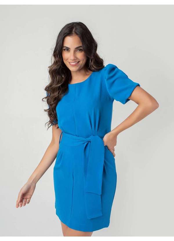 Susie Modas - Vestido Curto com Cinto Feminino Azul 4