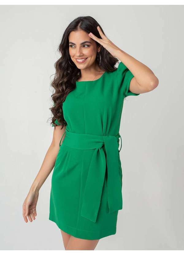 Susie Modas Vestido Curto com Cinto Feminino Verde