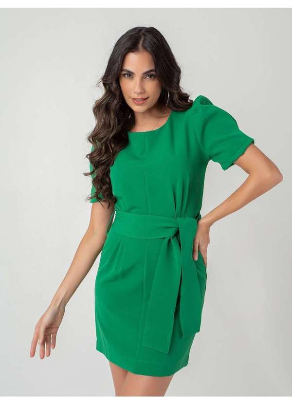 Susie Modas - Vestido Curto com Cinto Feminino Verde 4