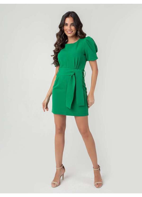 Susie Modas - Vestido Curto com Cinto Feminino Verde 5