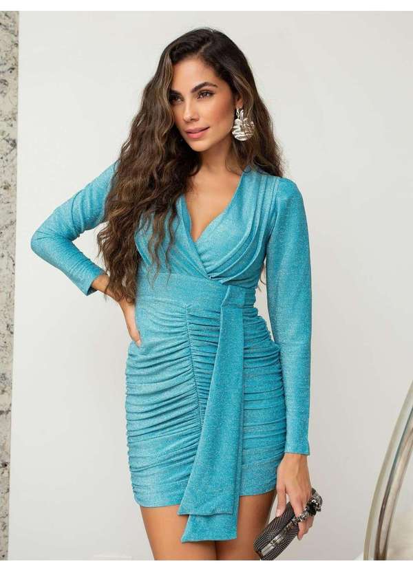 Susie Modas - Vestido Curto Lurex Feminino Azul