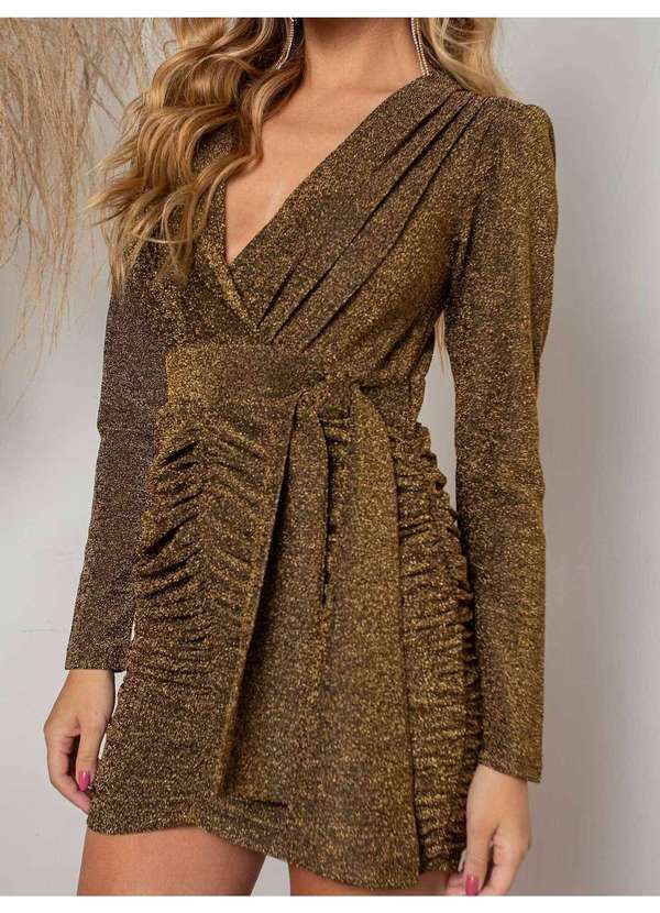 Susie Modas - Vestido Curto Lurex Feminino Dourado 3
